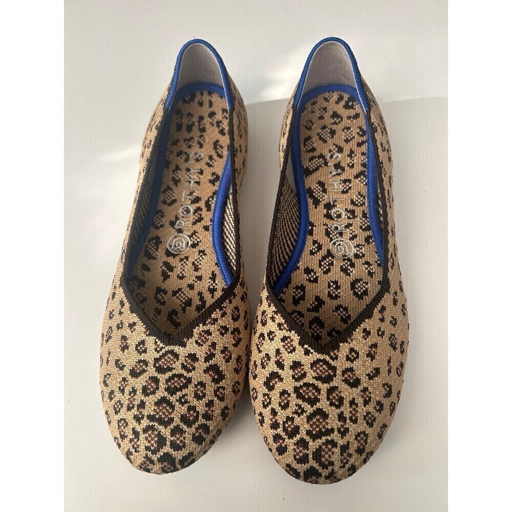 Rothy's Women's Round Toe Knit Ballet Flats Leopard Animal Print  size 8.5